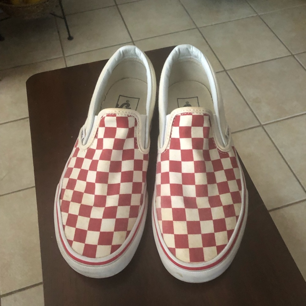 Red checkered vans barely worn
